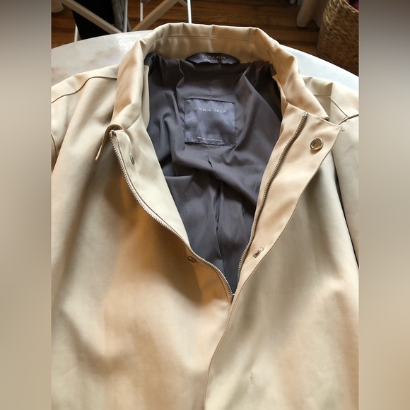 Zara Man XXL Water Resistant Beige/Cream Hidden Zip Button Overcoat - Picture 3 of 4